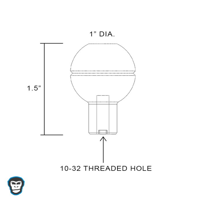 1" Ball Mount with 10-32 Threaded Hole - Bonobo Products